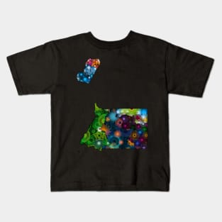 Spirograph Patterned Equatorial Guinea Provinces Map Kids T-Shirt